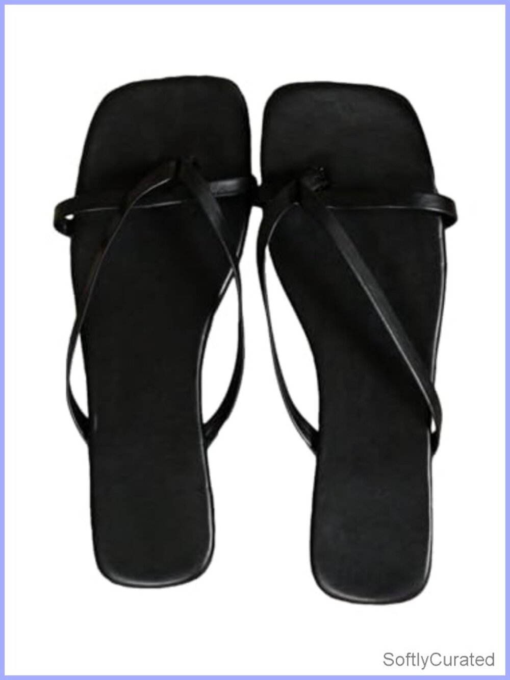 Square Toe Strappy Flat Sandals Thong Flip Flops for Women